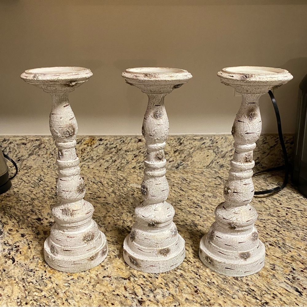13” Birch Candle Holders ($25 for a set or best offer)
